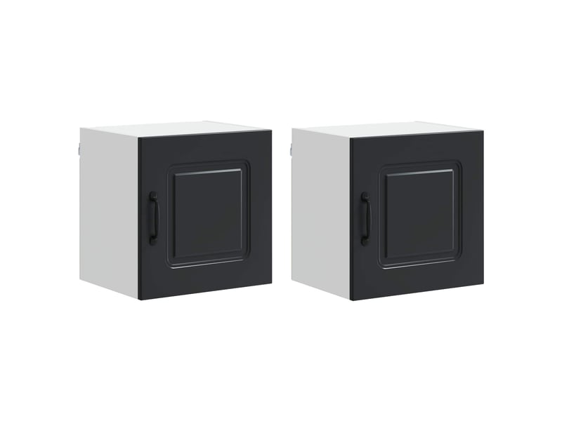  Meuble mural de cuisine | armoire de cuisine 2 pcs noir bois d'ingénierie shl1631  - Conforama A