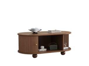 Table basse ovale coloris bois foncé <strong>ATELIER CONFORTIEL</strong> <strong></strong> - 50 cmx100 cm