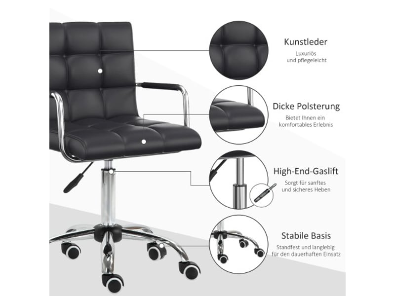  Chaise de bureau ergonomique avec accoudoirs, réglable 46-61 cm, pour bureau et télétravail  - Conforama D
