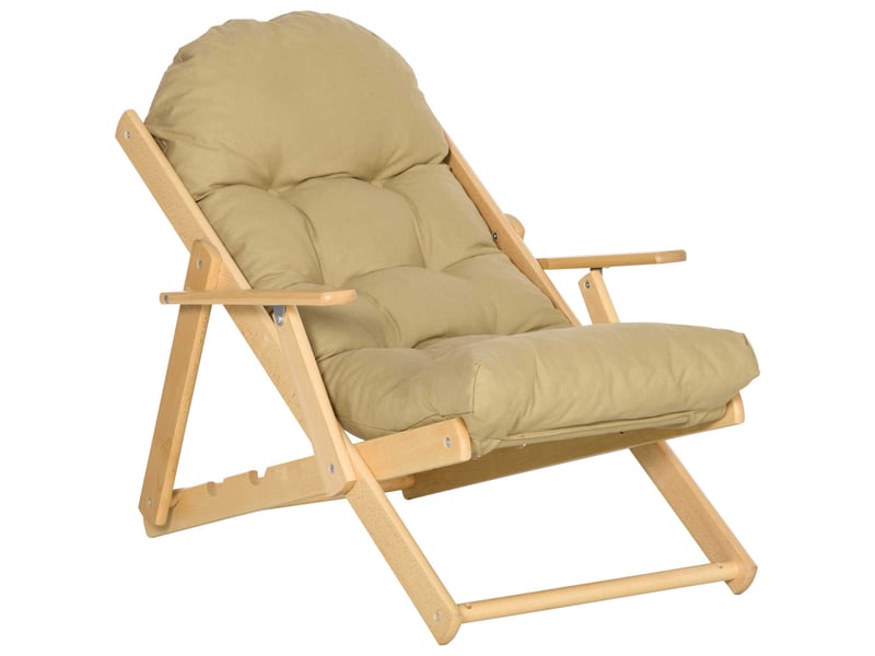  Fauteuil de relaxation, fauteuil inclinable, bois de hêtre, 71x89x96cm, marron  - Conforama A