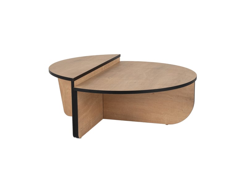 Tables basses gigognes en bois mdf mélaminé chêne miel et noir 90 x 60 x 30 cm lot de 2 - Conforama A