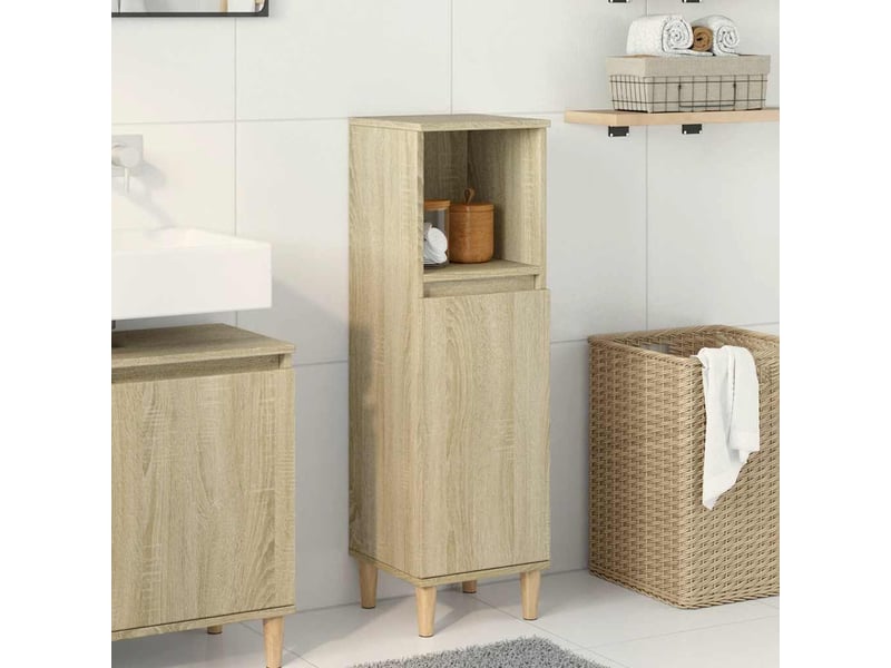  Meuble salle de bain rangement, commode chêne sonoma 30x30x100 cm shl4421  - Conforama B