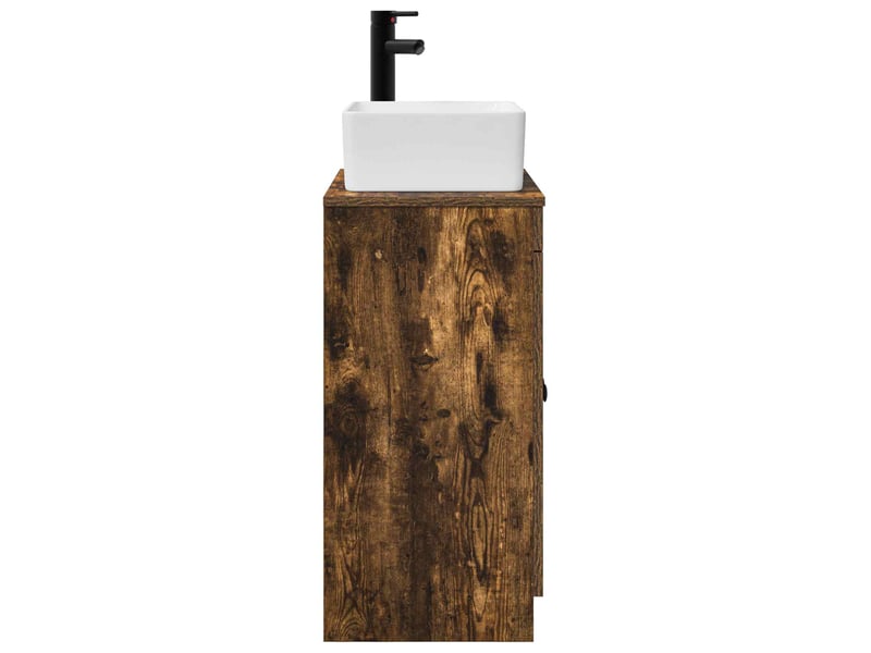  Meuble salle de bain avec évier, meuble de rangement chêne fumé 54x35x83 cm shl7571  - Conforama E