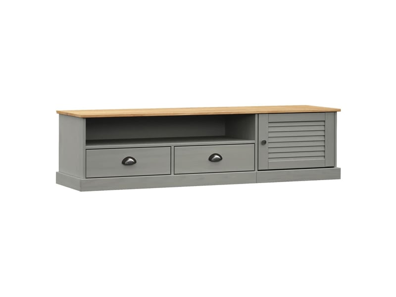  Meuble tv - banc tv - meuble de rangement vigo gris 156x40x40 cm bois massif de pin  - Conforama A