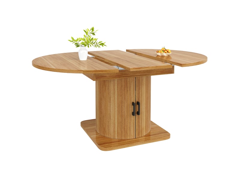  Marron foncé table à manger extensible avec rangement, design moderne, structure fonctionnelle pour cuisine et salle à manger  - Conforama A