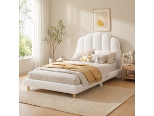 Lit simple 90x200 cm <strong>MAISENTIEL</strong>  <strong></strong> coloris blanc