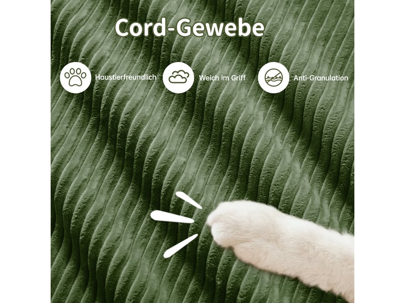 Canapé d'angle modulable en u vert en velours côtelé avec accoudoirs larges et mousse 32d - Conforama R