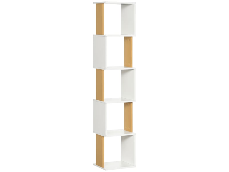  Bibliothèque en forme de s à 5 étagères pour salon ou bureau, 33 x 28 x 161 cm, blanche  - Conforama A