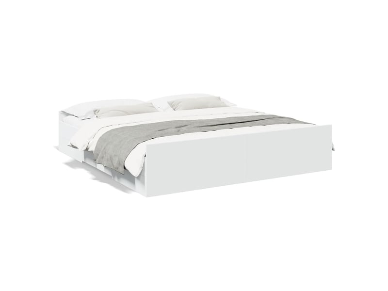  Lit double- lit adulte -  cadre de lit avec tiroirs sans matelas blanc 200x200 cm  - Conforama A