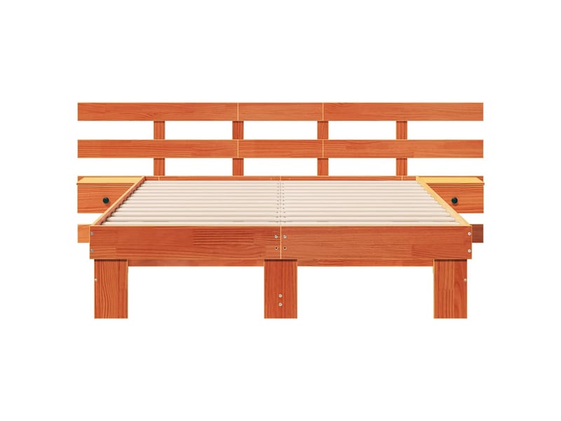Lit double- lit adulte - cadre de lit avec tête de lit marron 135 x 190 cm pin massif - Conforama D