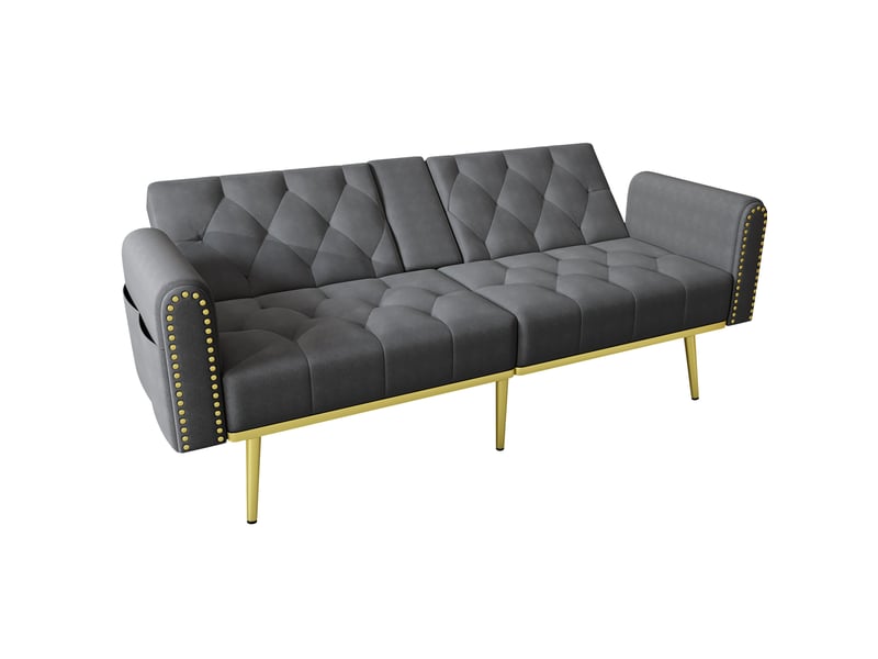  Canapé-lit modenvie 2 places en velours gris dossier réglable 175 x 80 cm  - Conforama A