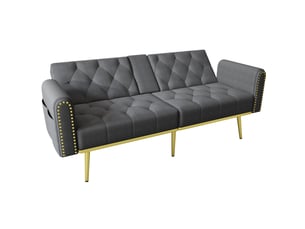 Canapé droit convertible MODENVIE 2 places Velours gris