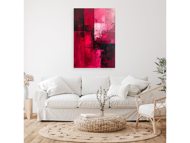  Tabelau sur toile, abstraction rose foncé avec détails noirs 60x90 1312608483 - Conforama B