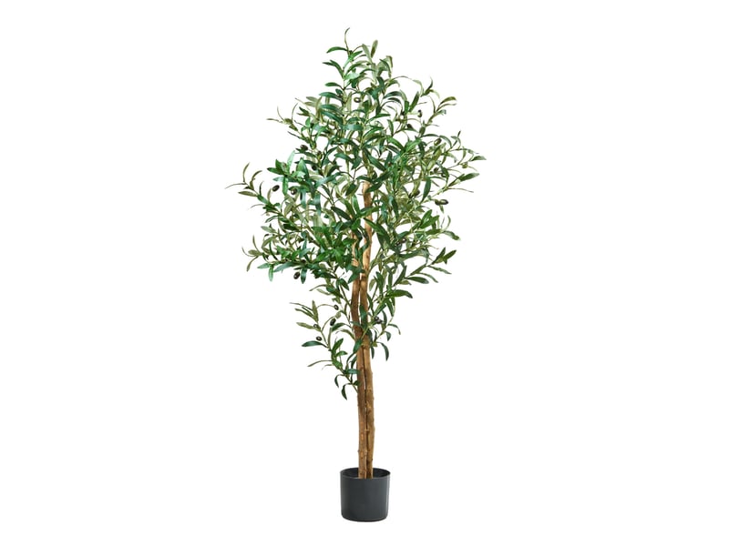 Olivier artificiel 145 cm, plante décorative avec feuilles et olives réalistes pour salon, chambre ou bureau Olivo