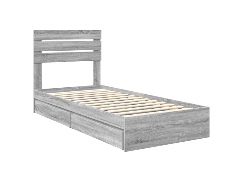 Lit simple- lit adulte - lit de rangement gris sonoma 100 x 200 cm bois d'ingénierie - Conforama C