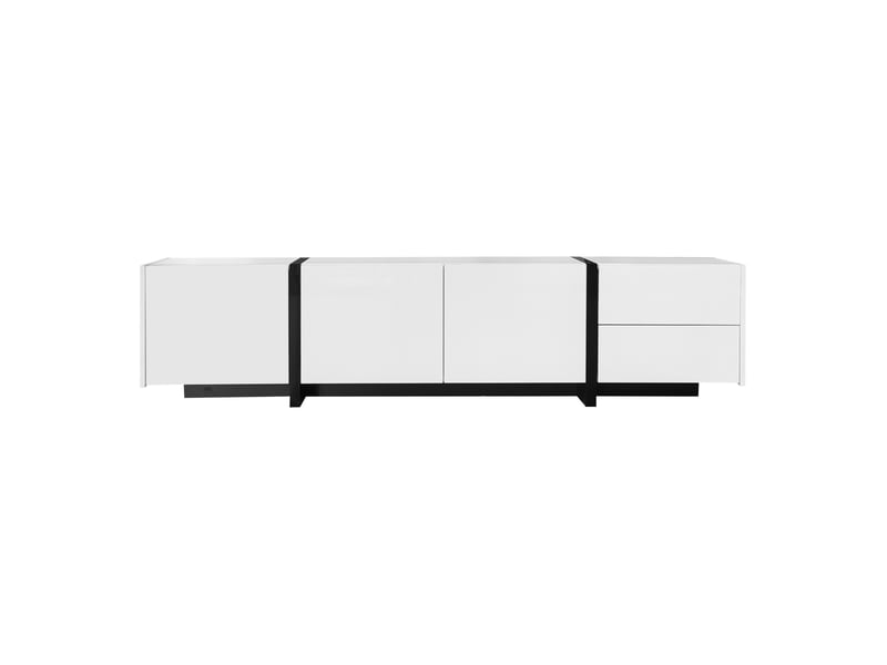  Meuble tv blanc, 1 tiroir, 3 portes, rangement, gestion des câbles, design moderne, structure robuste - 170x30x39cm - salon  - Conforama C