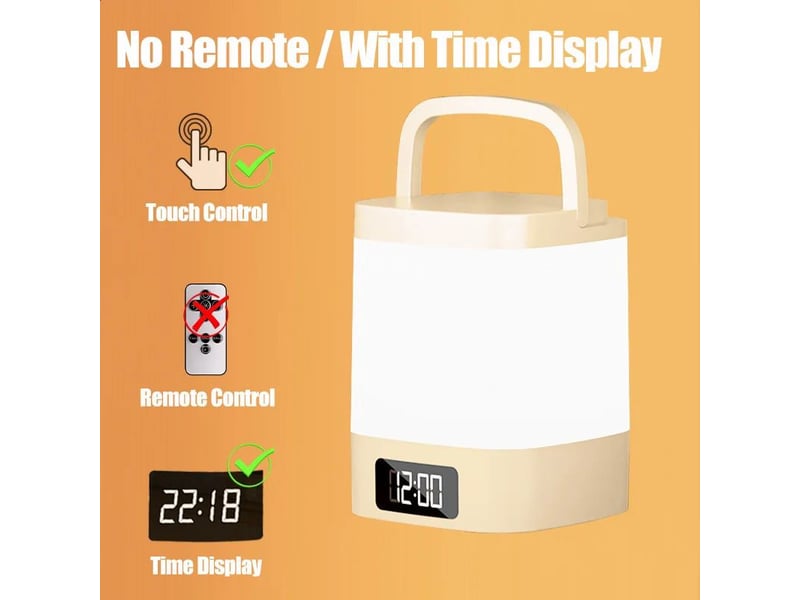  Lampe led portable avec veilleuse et affichage de l'heure – rechargeable, tactile  - Conforama A
