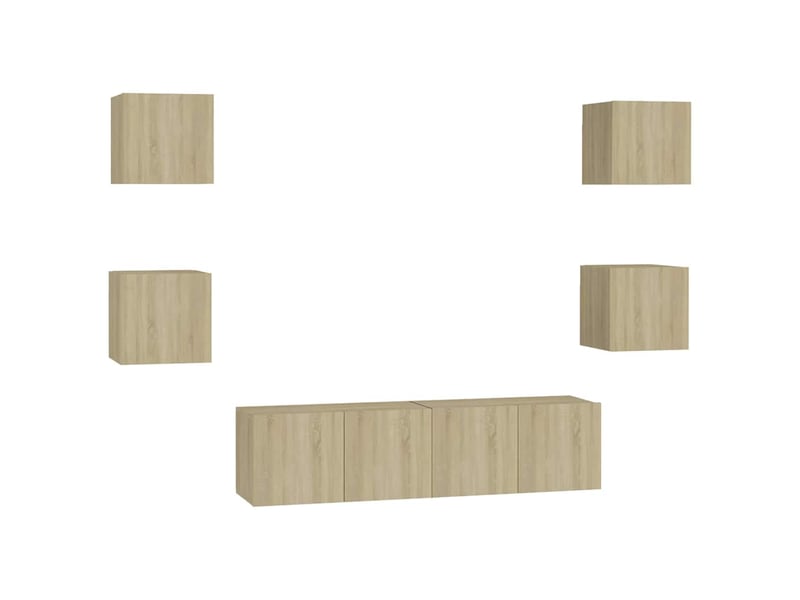  Ensemble de meubles tv 6 pcs chêne sonoma bois d'ingénierie shl73399  - Conforama A