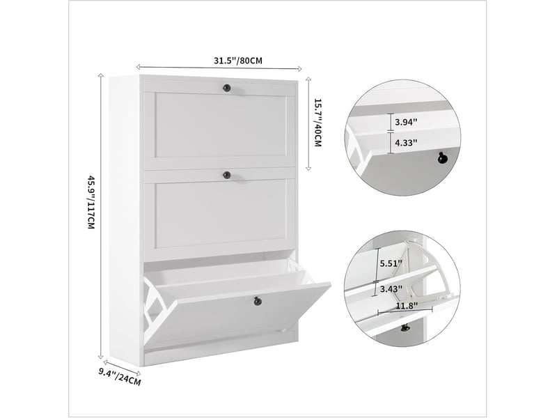 Étagère à chaussures étroite, meuble à chaussures 80x24x116cm (blanc)  - Conforama C