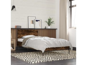 Lit adulte, lit simple, cadre de lit avec tête de lit chêne fumé 80x200cm cf2555