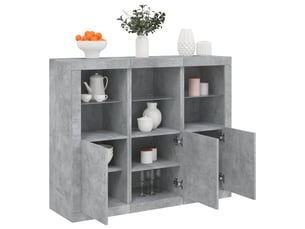 Buffets avec lumières led 3 pcs - bahut - meuble de rangement gris béton bois d'ingénierie