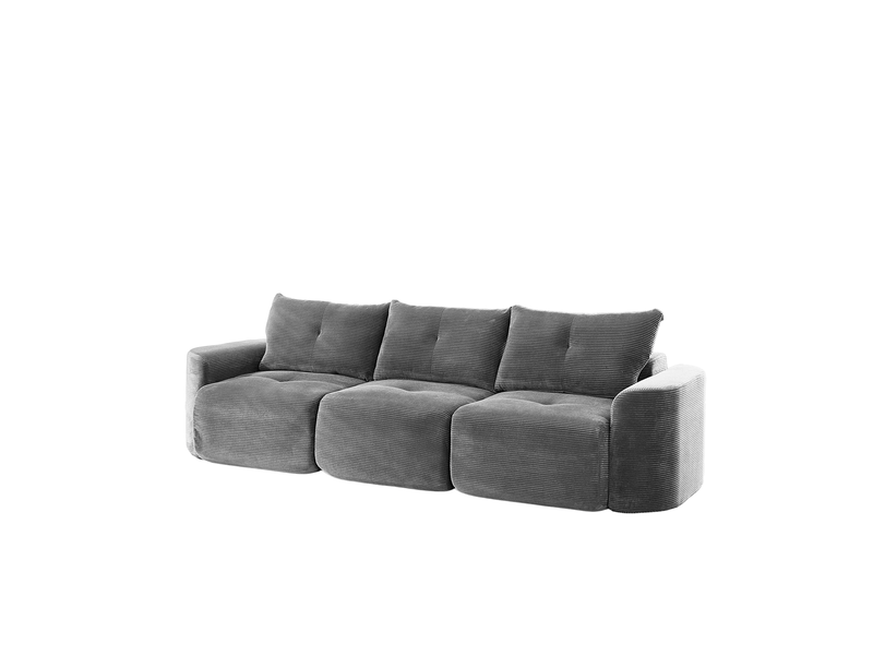 Canapé 3 places modulaire en velours côtelé gris anthracite - Conforama D