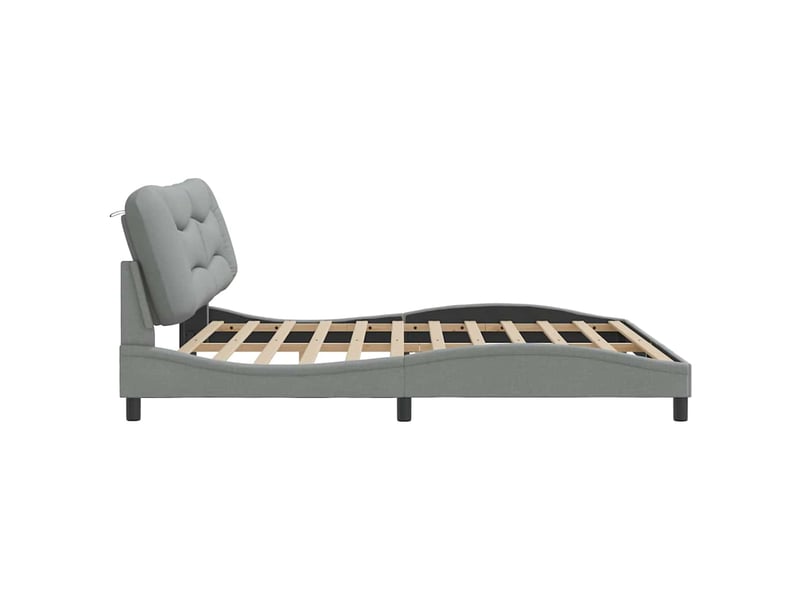  Lit double- lit adulte -  cadre de lit sans matelas hvar gris clair 200x200 cm tissu  - Conforama D