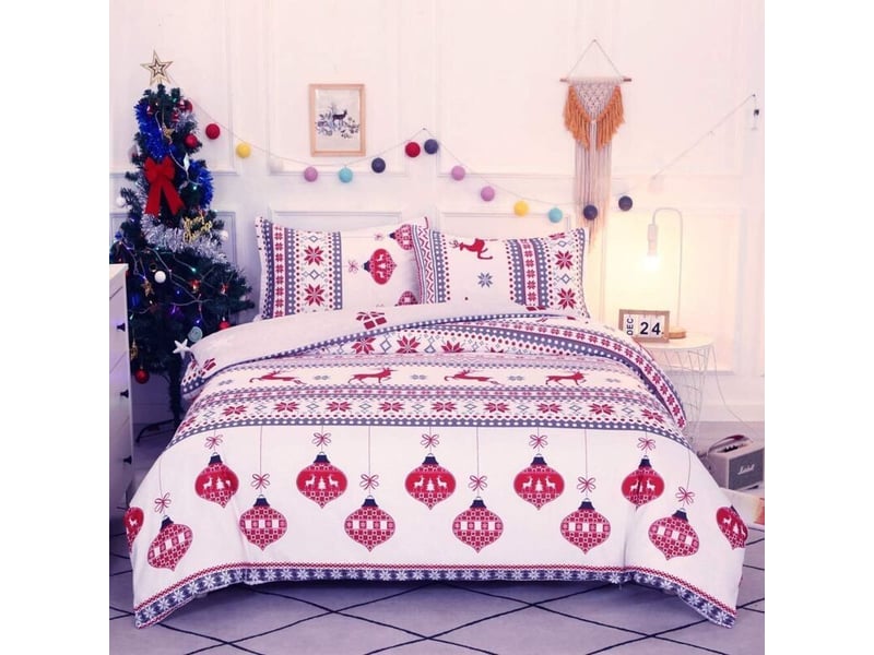  Sets de housse de couette motif patchwork de noël 220x240 cm avec 2 x taies d'oreiller 50x75 cm, parure de lit microfibre  - Conforama A