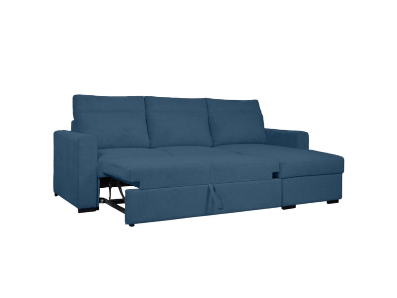  Canapé d'angle réversible solaro convertible avec coffre en tissu - bleu foncé SOLARO - Conforama B