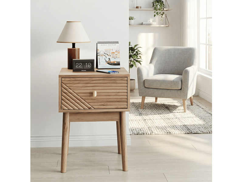  Lot de 2 tables de chevet 40x40x55 cm avec tiroirs, coloris chêne  - Conforama D