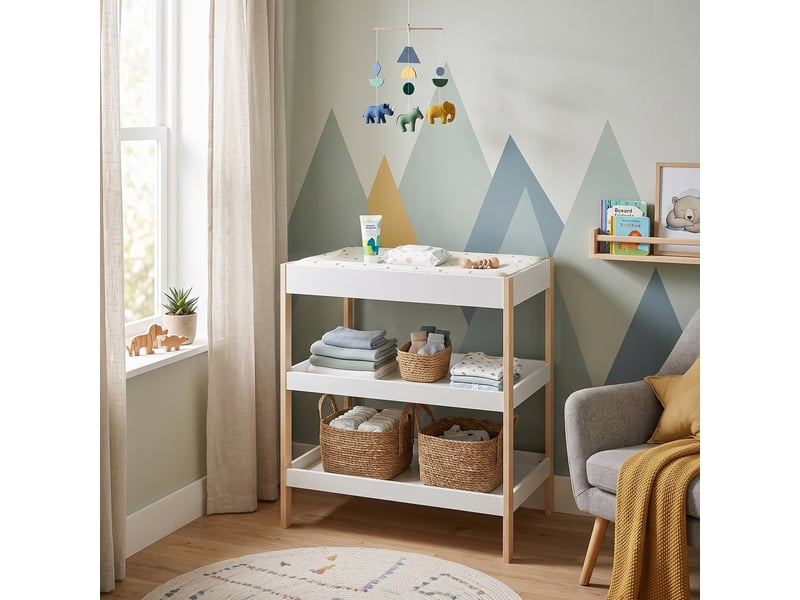  Table à langer oupilu avec 2 étagères 91 x 82 x 53 cm blanc [en.casa]  - Conforama B