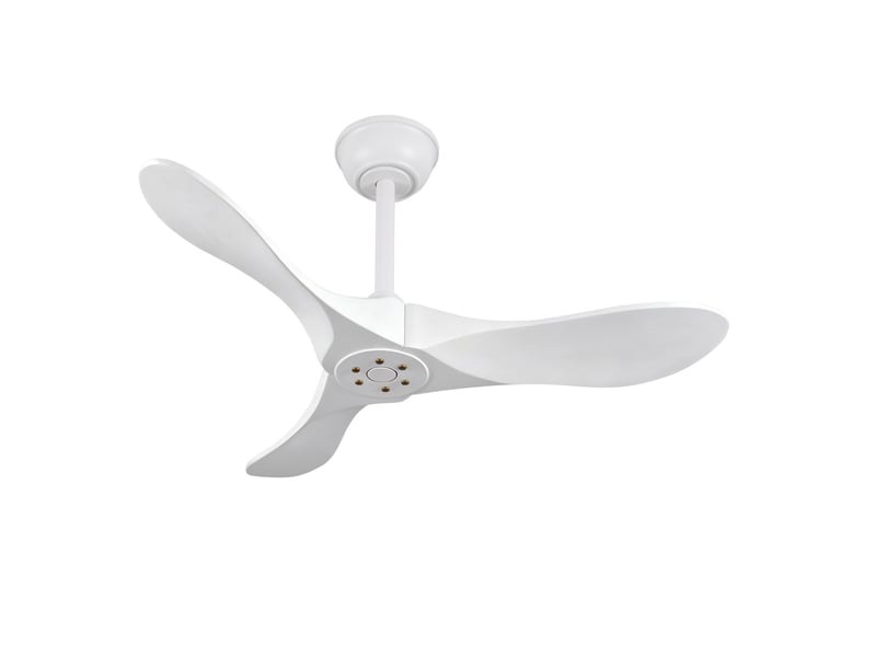  Ventilateur de plafond 90x90x26 cm réversible bois blanc sans éclairage  - Conforama A