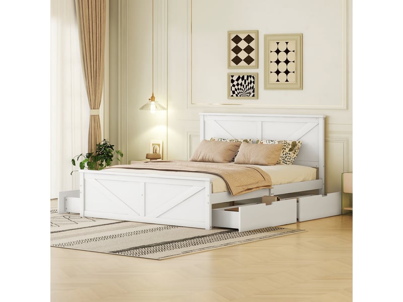  Lit en pin blanc 160x200 cm  - Conforama D