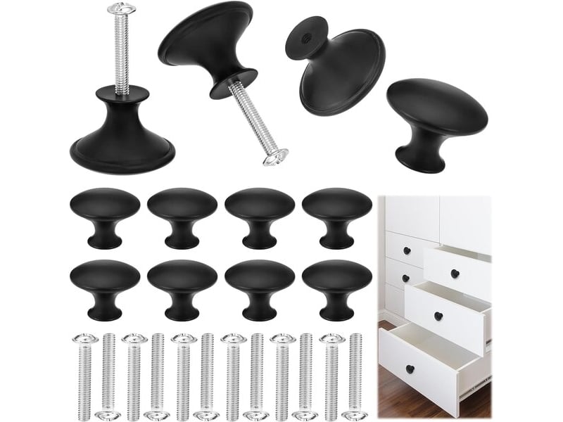 Poignées de meubles toumdafine de 30 mm, poignées vintage modernes pour armoires, rondes de couleur noire - Conforama B