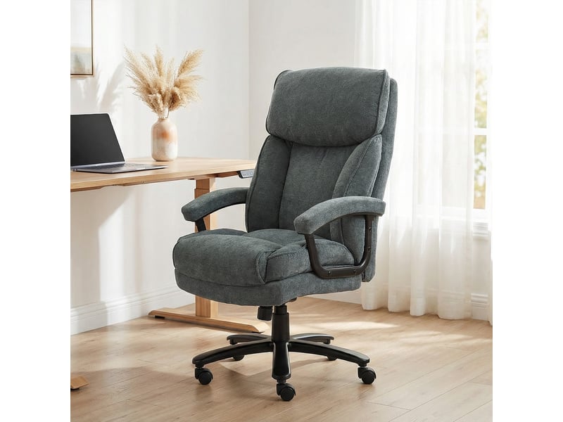  Grand fauteuil de bureau haut, capacité de charge de 200 kg, construction robuste, revêtement souple, gris  - Conforama C