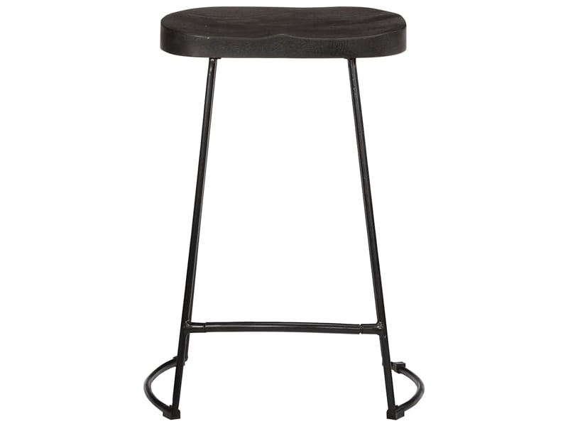 Lot de 2 tabouret de bar, chaise de bar noir 45x40x62 cm bois manguier massif  - Conforama A