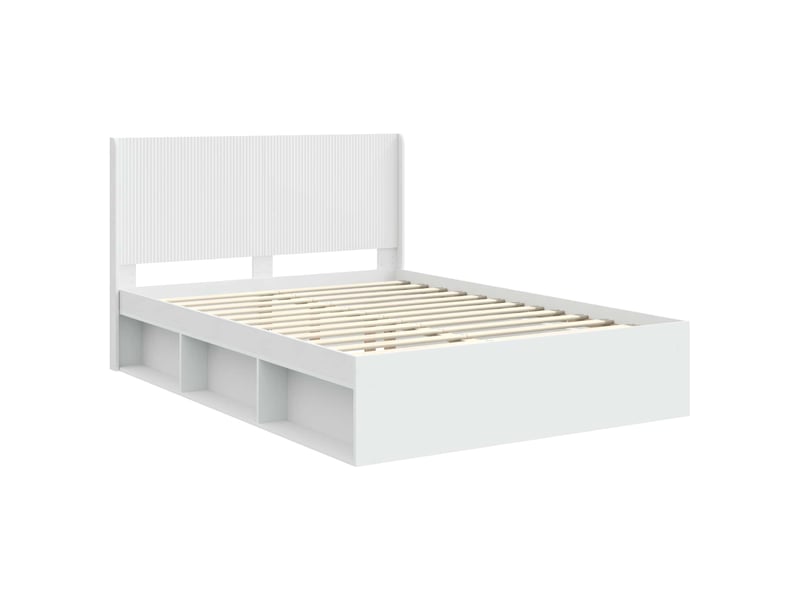  Lit double- lit adulte -  cadre de lit avec rangement et tête de lit blanc 120 x 190 cm  - Conforama C