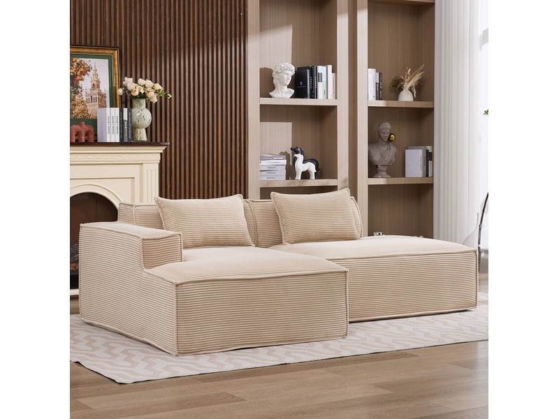  Canapé 2 places ulevr 235 cm en polyester kaki, assise souple à ressorts ensachés et 2 coussins  - Conforama E