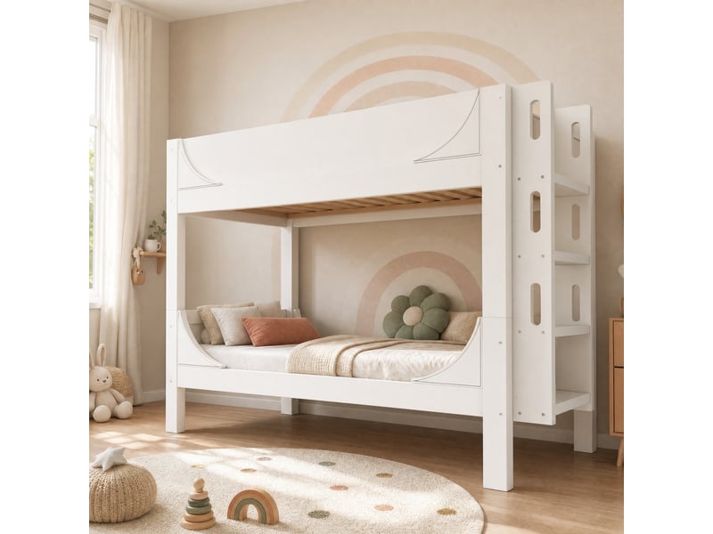  Lit superposé enfant séparable 90 x 200 cm blanc avec échelle modulable  - Conforama D