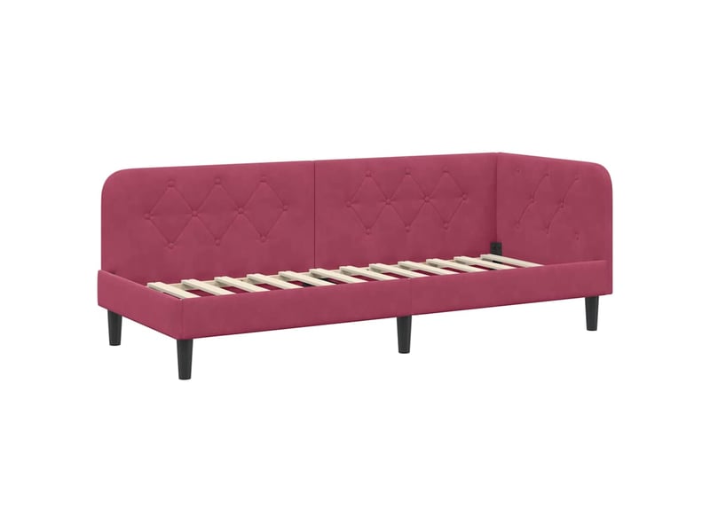  Lit simple- lit adulte -  cadre de lit d'angle bordeaux 80 x 200 cm velours  - Conforama A