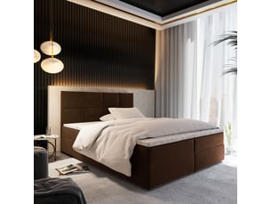 Lit avec rangement 180x200 cm <strong>MASSENO</strong> <strong></strong> coloris marron