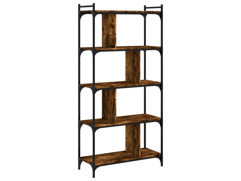  Bibliothèque 5 niveaux, armoire à livres chêne fumé 76x32x158cm bois d'ingénierie  - Conforama D