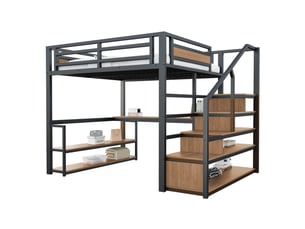 Lit mezzanine 140x200 cm <strong>MERAX</strong> <strong>lit enfant noir</strong> coloris noir