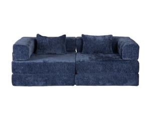 Canapé modulable bleu foncé en tissu chenille, canapé-lit de sol convertible avec cadre fixe, sans assemblage, 2 places, pour salon et chambre