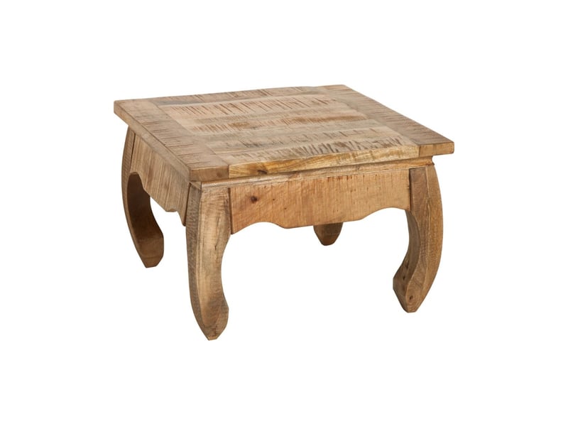  Table basse lunara bois massif de manguier pieds arqués – table carrée design classique naturel  - Conforama A