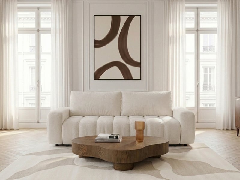  Bobochic canapé droit convertible 3 places jules tissu lisse beige JULES - Conforama C
