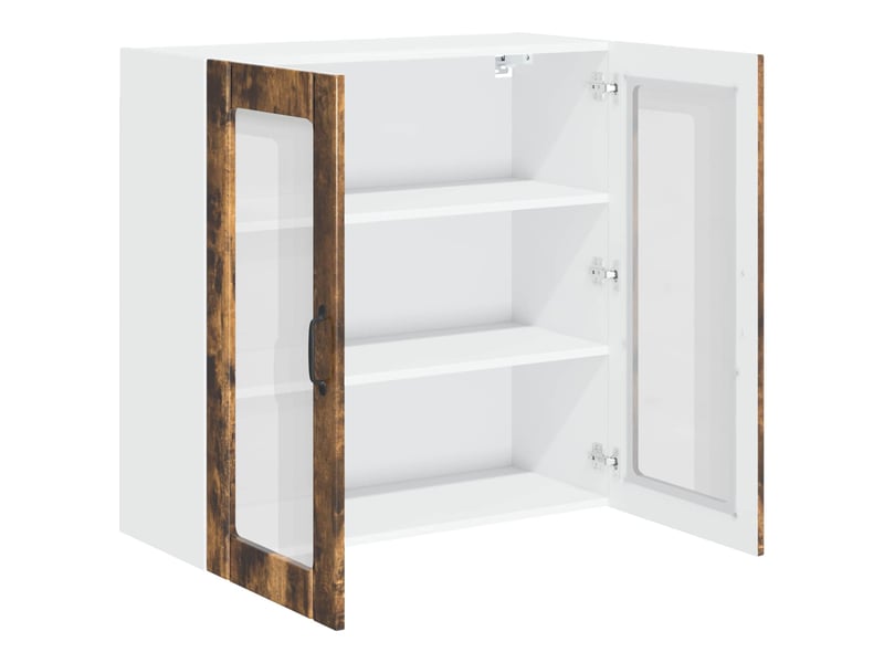  Meuble mural de cuisine, cabinet en verre mural chêne fumé 80x31x80cm shl5617  - Conforama E
