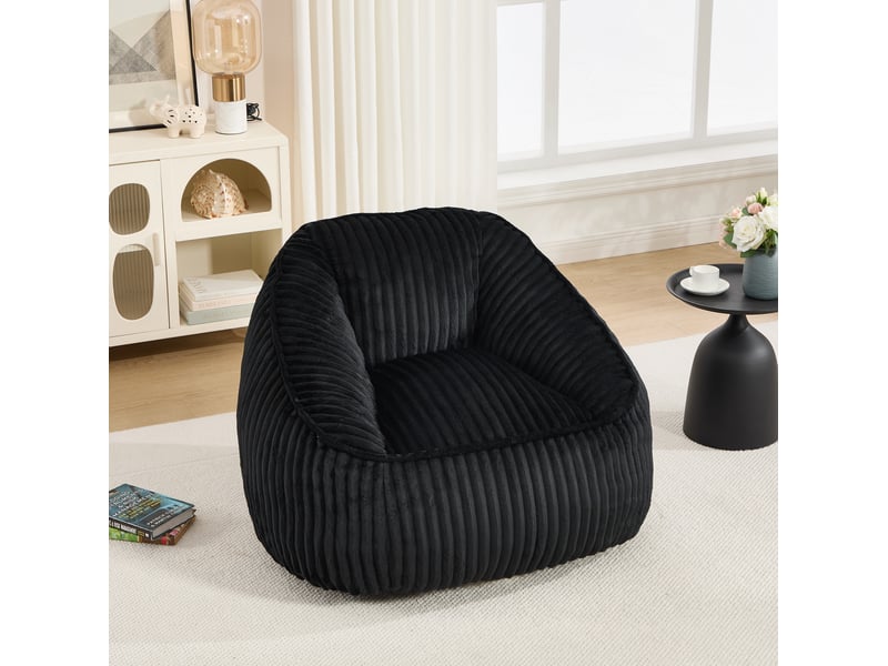  Fauteuil pouf modenvie en chenille noire à mémoire de forme 98 x 92 x 73 cm  - Conforama B