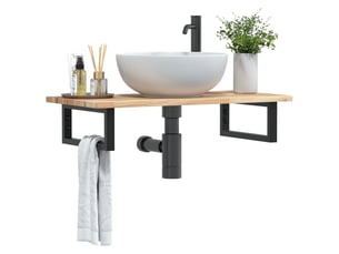 Étagère de vasque | étagère murale acier et bois massif d'acacia shl7598