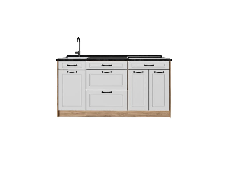  Vicco bloc de cuisine, blanc campagnechêne doré, 160cm plan de travail anthracite  - Conforama A